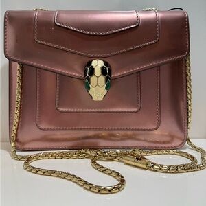 Bvlgari Rose Gold Patent Leather Serpenti Forever Crossbody Bag